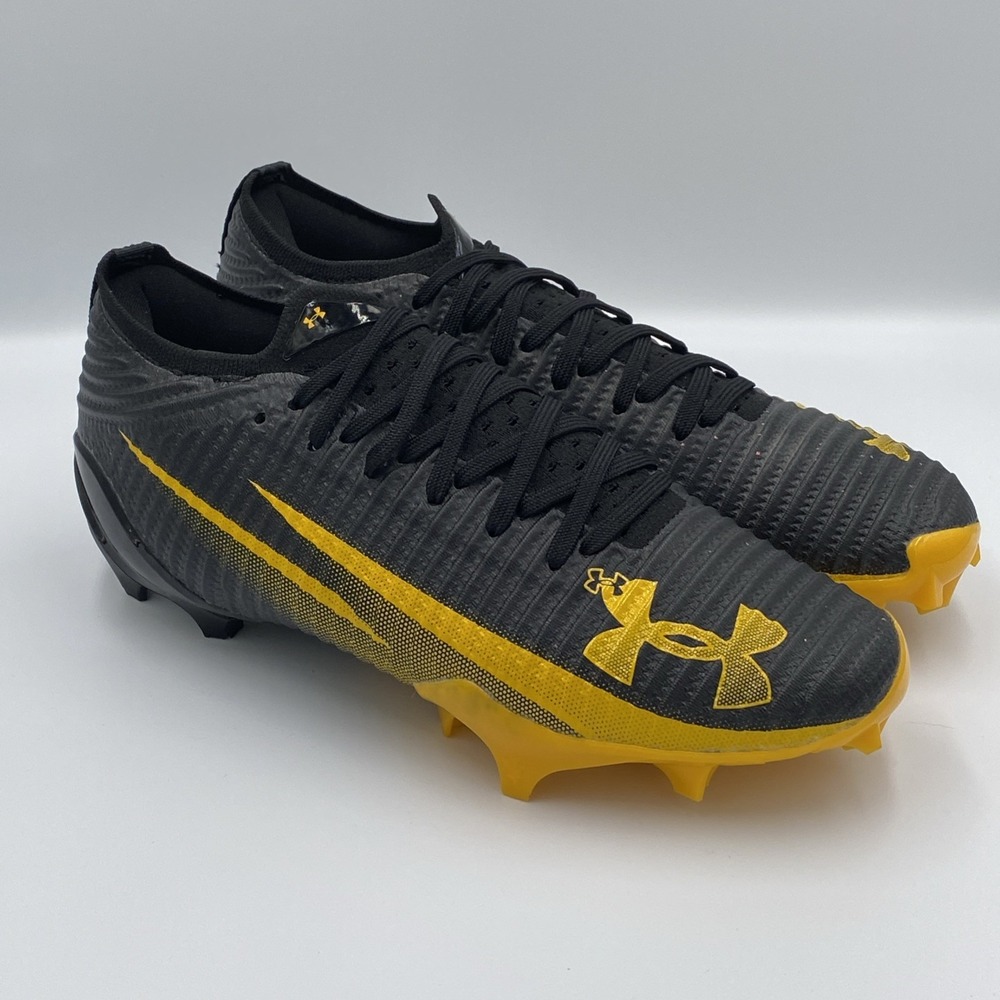 Under Armour Blur Pro Football Cleats Black Steeltown Gold Men's 9 3028220-002 - Picture 2 of 7